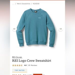 REI logo crew sweatshirt men’s small euc grwy slate blue